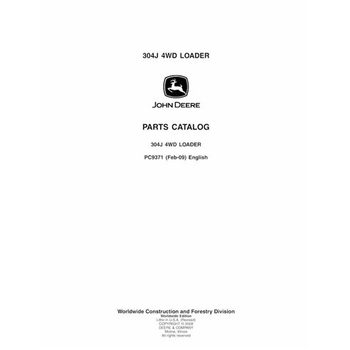 Catálogo de peças em pdf da carregadeira de rodas John Deere 304J - John Deere manuais - JD-PC9371