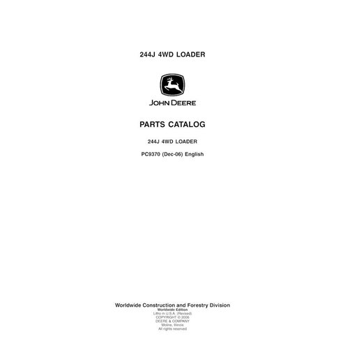 Catalogue de pièces pdf pour chargeuse sur pneus John Deere 244J - John Deere manuels - JD-PC9370