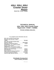 John Deere 450J, 550J, 650J (SN 141667-159986) crawler dozer pdf repair technical manual  - John Deere manuals - JD-TM10294-EN