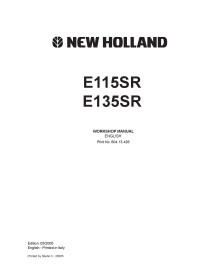 New Holland E115SR - E135SR excavator workshop manual - New Holland Construction manuals - NH-60413426