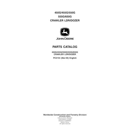 JD-PC2154 John Deere 450G, 455G, 550G, 555G, 650G crawler dozer parts catalog (PC2154)