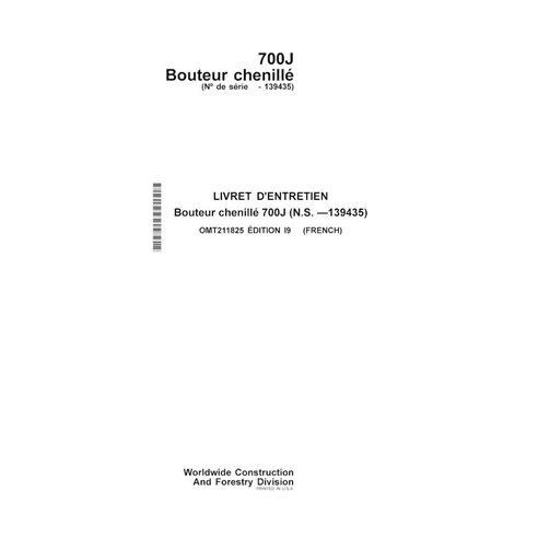 JD-OMT211825-FR John Deere 700J (SN -139435) crawler loader operator's manual FR (OMT211825)