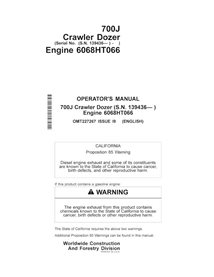 Manuel de l'opérateur pdf du chargeur sur chenilles John Deere 700J (SN 139436-) - John Deere manuels - JD-OMT227267-EN