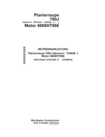 Manuel de l'opérateur pdf pour chargeuse sur chenilles John Deere 700J (SN 139436-) DE - John Deere manuels - JD-OMT228406-DE