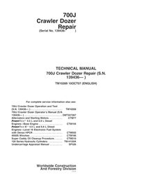 Manual técnico de reparación en pdf del cargador sobre orugas John Deere 700J (SN 139436-) IT - John Deere manuales - JD-TM10...