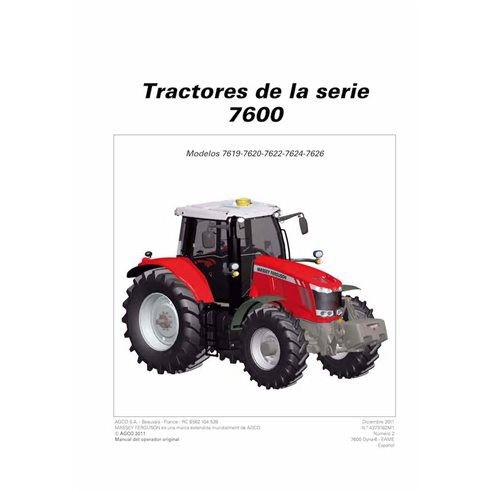 Manuel d'utilisation et d'entretien du tracteur Massey Ferguson 7619, 7620, 7622, 762 Dyna-6 pdf ES - Massey-Ferguson manuels...