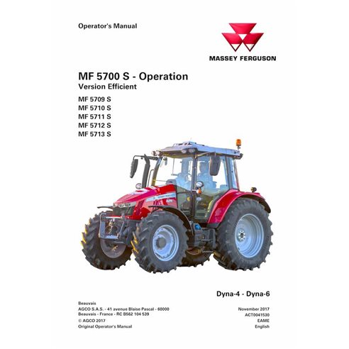 Manuel de l'opérateur PDF du tracteur efficace Massey Ferguson 5709S, 5710S, 5711S, 5712S, 5713S - Massey-Ferguson manuels - ...