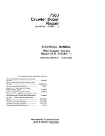 TM10295 John Deere 750J (SN 141344-) crawler dozer repair technical manual (TM10295)
