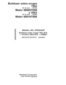 John Deere 750J, 850J (SN 130885-) crawler dozer pdf operator's manual ES - John Deere manuals - JD-OMT202108-ES