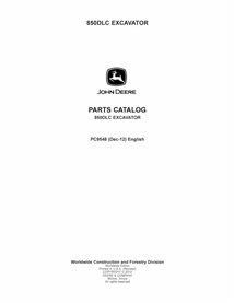 Catalogue de pièces pdf pour pelle John Deere 850DLC - John Deere manuels - JD-PC9548