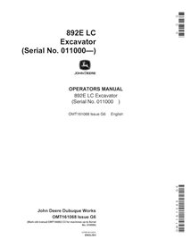 Manual do operador em pdf da escavadeira John Deere 892ELC - John Deere manuais - JD-OMT161068-EN