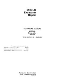 TM10010 John Deere 650DLC excavator repair technical manual (TM10010)