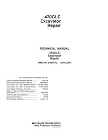 Manual técnico de reparo em pdf da escavadeira John Deere 470GLC - John Deere manuais - JD-TM12180-EN