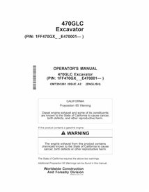 John Deere 470GLC (PIN E470001-) excavator pdf operator's manual  - John Deere manuals - JD-OMT293261-EN