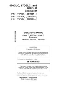 John Deere 470GLC, 670GLC, 870GLC excavator pdf operator's manual  - John Deere manuals - JD-OMT352329-EN