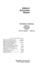 Manual técnico de reparo em pdf da escavadeira John Deere 350GLC - John Deere manuais - JD-TM12179-EN