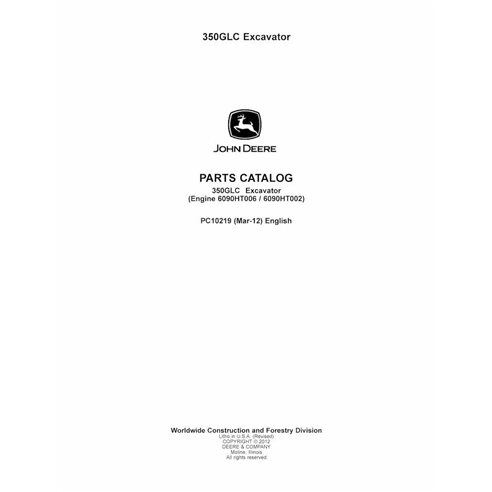 Catalogue de pièces pdf pour pelle John Deere 350GLC - John Deere manuels - JD-PC10219