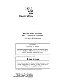 JD-OMT185072 John Deere 330LC, 370 excavator operator's manual (OMT185072)