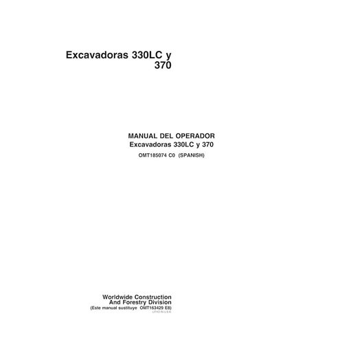 John Deere 330LC, 370 excavator pdf operator's manual ES - John Deere manuals - JD-OMT185074-ES