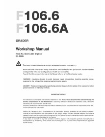 New Holland F106.6 grader workshop manual - New Holland Construction manuals - NH-60413567