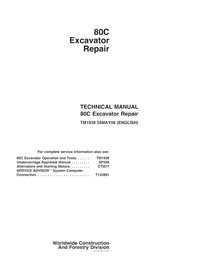 Manual técnico de reparo em pdf da escavadeira John Deere 80C - John Deere manuais - JD-TM1939-EN