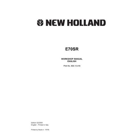 New Holland E70SR excavator workshop manual - New Holland Construction manuals - NH-60413416