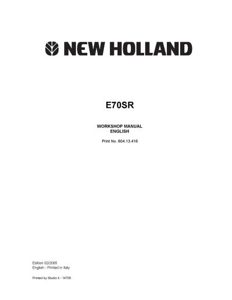 Manuel d'atelier pour pelle New Holland E70SR - Construction New Holland manuels - NH-60413416