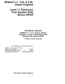 John Deere 4.5 L and 6.8 L PowerTech Diesel engines - Level 11 Electronic Fuel System With Denso HPCR technical manual  - Joh...