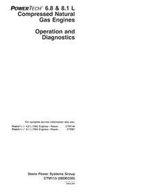 Manual técnico de diagnóstico em pdf do motor a gás natural comprimido John Deere 6.8 e 8.1L - John Deere manuais - JD-CTM113-EN