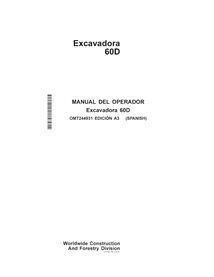 Manuel de l'opérateur pdf de la pelle John Deere 60D ES - John Deere manuels - JD-OMT244931-ES