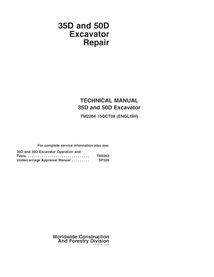 TM2254 John Deere 35D, 50D excavator pdf repair technical manual