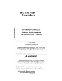 John Deere 35D, 50D excavator pdf operator's manual  - John Deere manuals - JD-OMT209413-EN