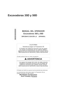 Manuel de l'opérateur pdf pour pelle John Deere 35D, 50D ES - John Deere manuels - JD-OMT209415-ES