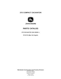 Catálogo de peças em pdf da escavadeira John Deere 27D - John Deere manuais - JD-PC10115