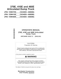JD-OMT284806 John Deere 370E, 410E, 460E (PIN C634583-668586) articulated truck operator's manual (OMT284806)