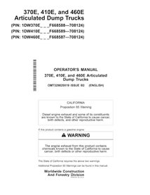 Manuel de l'opérateur pdf du camion articulé John Deere 370E, 410E, 460E (PIN F668587-708124) - John Deere manuels - JD-OMT32...