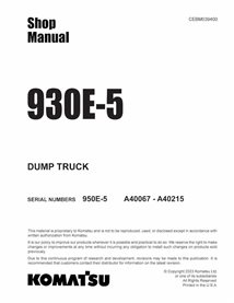 Komatsu 930E-5 (A40067-A40215) dump truck pdf shop manual  - Komatsu manuals - KOMATSU-CEBM039400-SM-EN