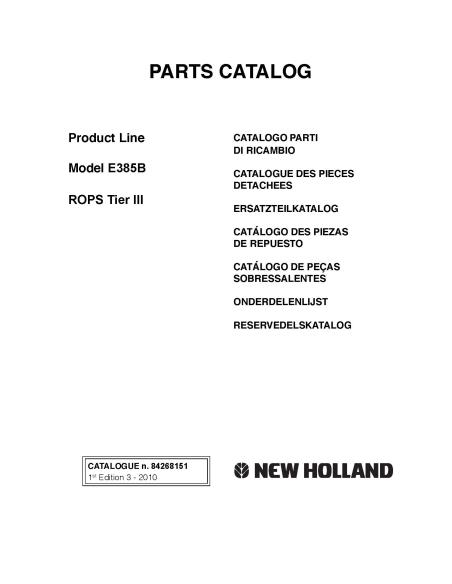 New Holland E385B excavator parts catalog - New Holland Construction manuals - NH-84268151