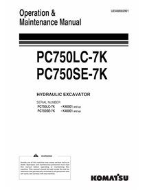 Manual de operação e manutenção em pdf da escavadeira Komatsu PC750LC-7K, PC750SE-7K (SN K40001-) - Komatsu manuais - KOMATSU...