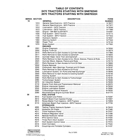 Caso 2470, 2670 tractor pdf manual de servicio - Case IH manuales - CASE-9-78206-SM-EN