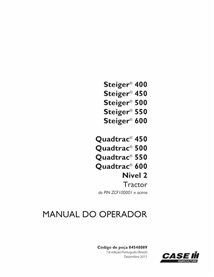 Manual do operador em pdf do trator Case Steiger 400-600, Quadtrac 450-600 Tier 2 PT - Case IH manuais - CASE-84548089-OM-PT