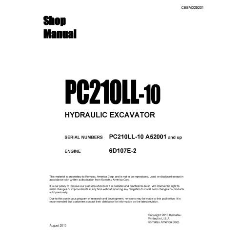 Komatsu PC210LL-10 excavator shop manual - Komatsu manuals - KOMATSU-CEBM029201
