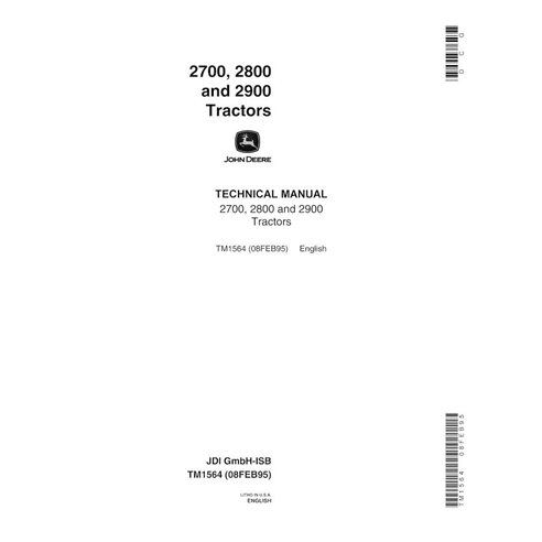 Manuel d'entretien pdf pour tracteur John Deere 2700, 2800, 2900 - John Deere manuels - JD-TM1564-EN