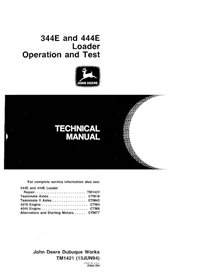 TM1421 Manual técnico de prueba y operación en pdf del cargador de ruedas John Deere 344E, 444E