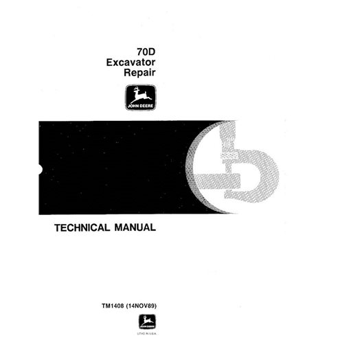 Manual técnico de reparo em pdf da escavadeira John Deere 70D - John Deere manuais - JD-TM1408-EN