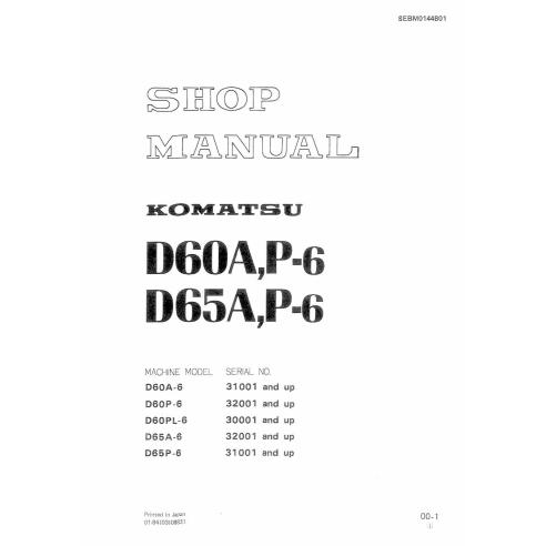 Manual de taller de la topadora Komatsu D50A, D65A P6 - Komatsu manuales