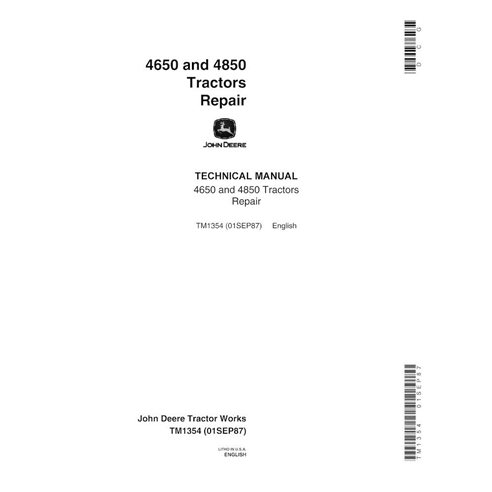 Manual técnico em pdf do trator John Deere 4650, 4850 - John Deere manuais - JD-TM1354-EN