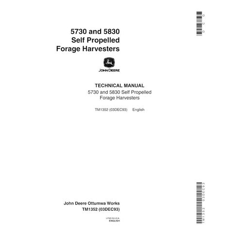 Manual técnico em pdf da colhedora de forragem John Deere 5730, 5830 - John Deere manuais - JD-TM1352-EN