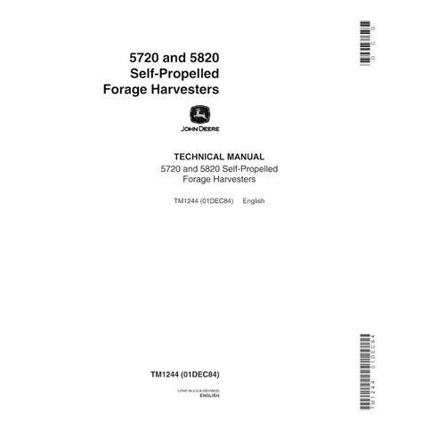 Manual técnico em pdf da colhedora de forragem John Deere 5720, 5820 - John Deere manuais - JD-TM1244-EN