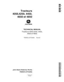 Manuel technique pour tracteur John Deere 4050, 4250, 4450, 4650, 4850 pdf FR - John Deere manuels - JD-TM2604-FR